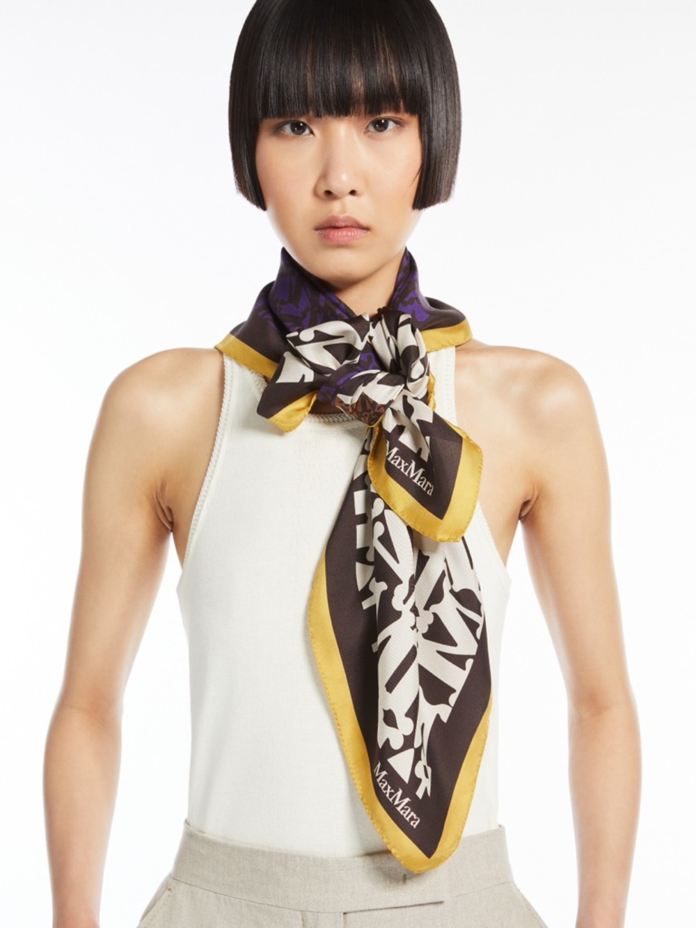 Max Mara Carre 90 Monogram Silk Scarf